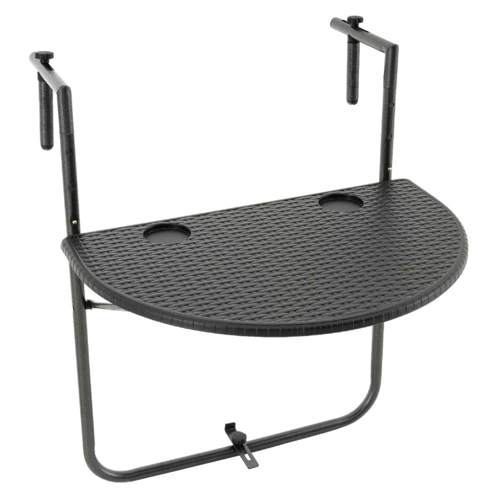 VCM Balkonhängetisch schwarz Polyrattan B/H/L: ca. 59x83x40 cm