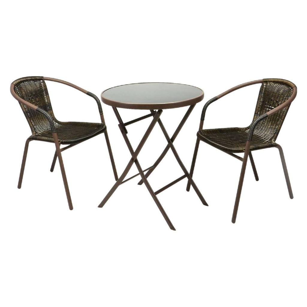 VCM Balkon-Set braun Polyrattan B/H: ca. 53x73 cm