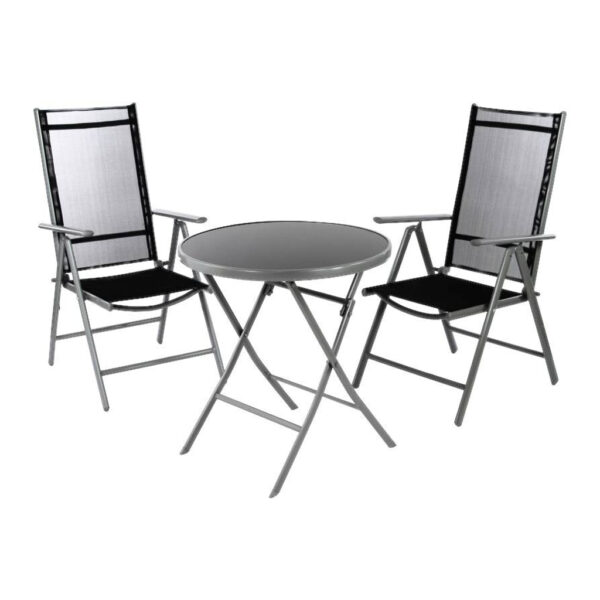 VCM Gartensitzgruppe schwarz Stahl B/H/T: ca. 56x105x65 cm