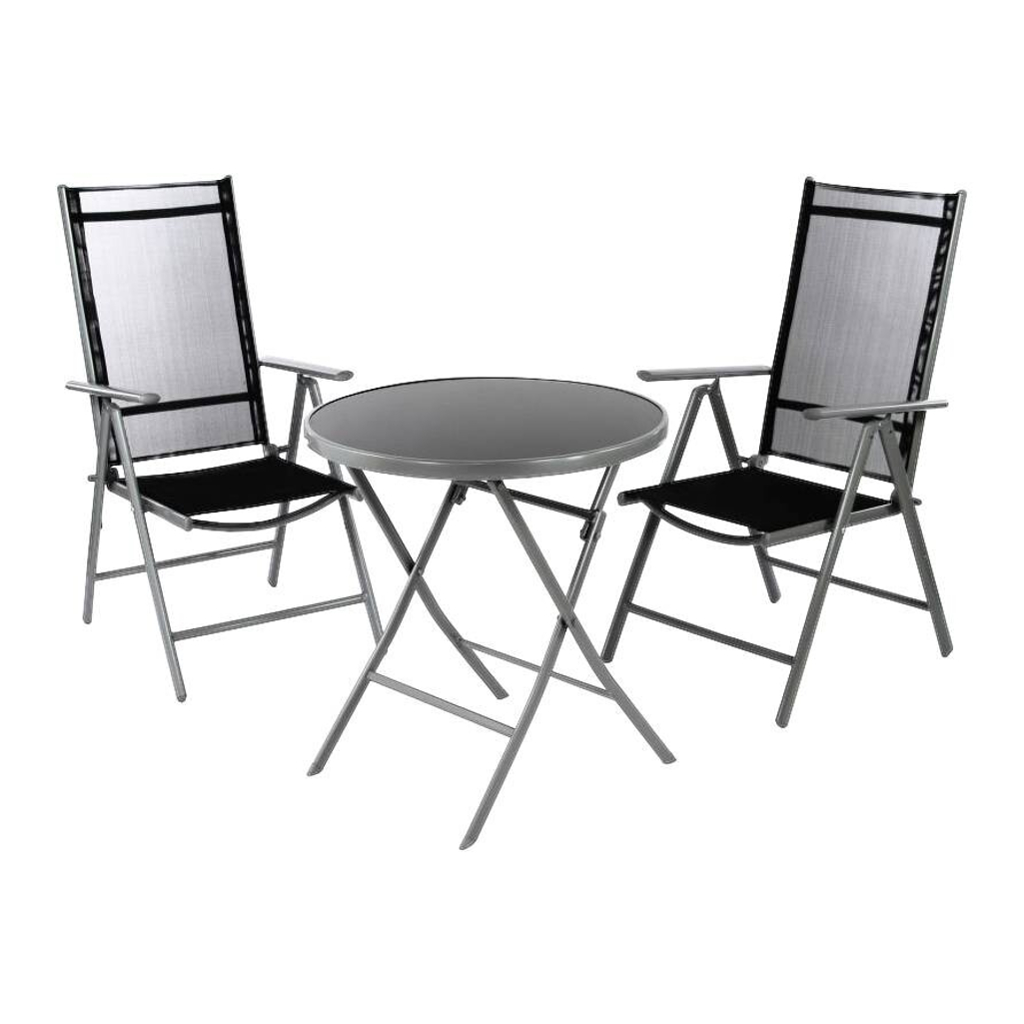 VCM Gartensitzgruppe schwarz Stahl B/H/T: ca. 56x105x65 cm