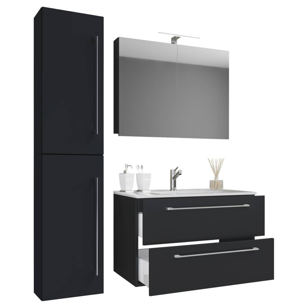Waschplatz 4tlg-Badinos
schwarz B/H/T: ca. 61x52x46,4 cm