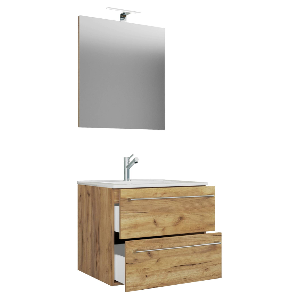 Waschplatz 3tlg-Badinos
Eiche Honig Nachbildung weiß B/H/T: ca. 61x52x46 cm