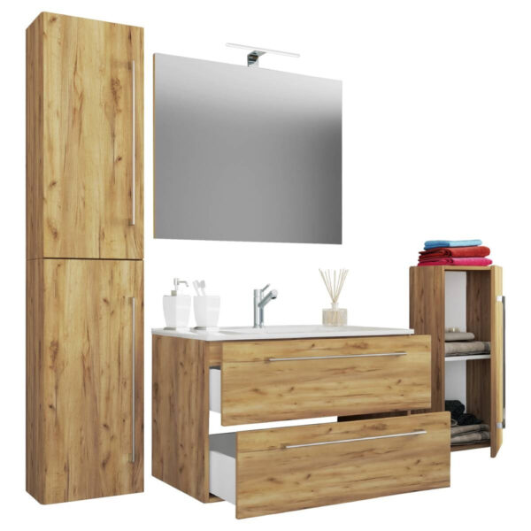Waschplatz 5tlg-Badinos
weiß Eiche Honig Nachbildung B/H/T: ca. 81x52x46 cm