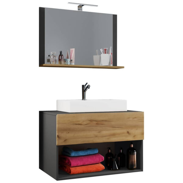 4051814412585 Waschplatz 3tlg-Lendas
Eiche Honig Nachbildung anthrazit B/H/T: ca. 80x107x52 cm