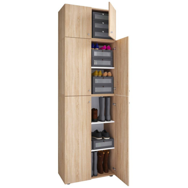 VCM Möbel Schuhschrank Lona Eiche Sonoma Nachbildung weiß B/H/T: ca. 70x223x39 cm