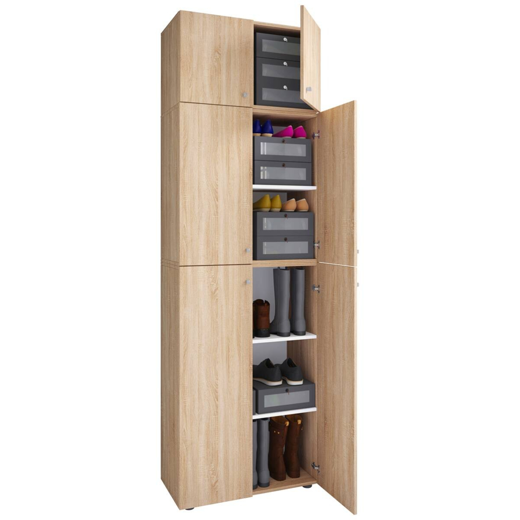 VCM Möbel Schuhschrank Lona Eiche Sonoma Nachbildung weiß B/H/T: ca. 70x223x39 cm