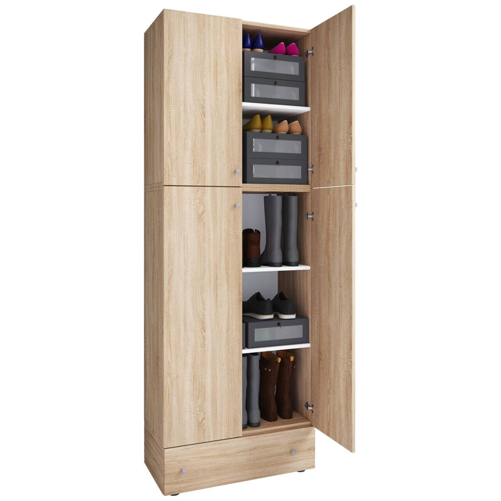 VCM Möbel Schuhschrank Lona Eiche Sonoma Nachbildung weiß B/H/T: ca. 70x200x39 cm