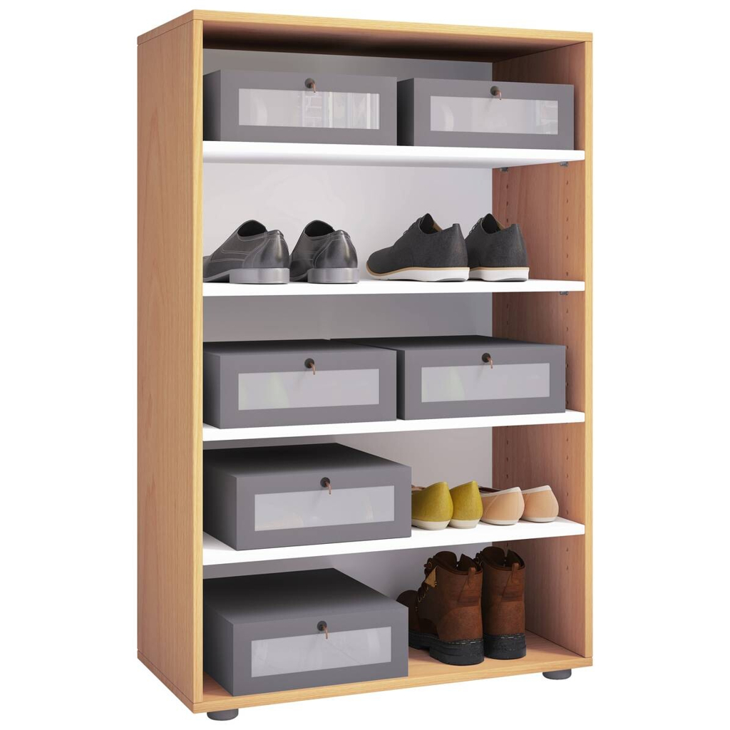 VCM Möbel Schuhregal Lona buche Nachbildung weiß B/H/T: ca. 70x110x37 cm