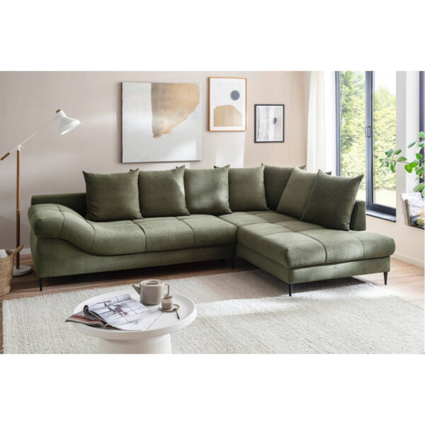 POCO Ecksofa mit Bettfunktion und Bettkasten grün Microfaser B/H/T: ca. 299x92x205 cm