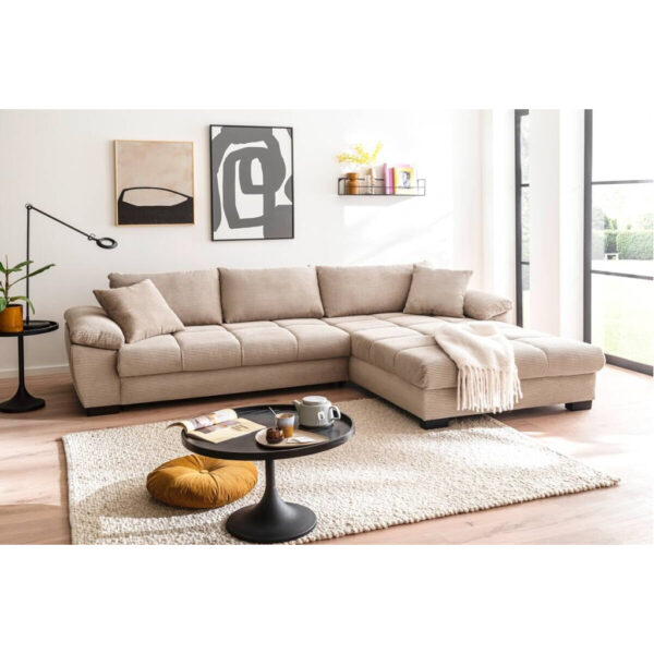 POCO Ecksofa mit Bettfunktion und Bettkasten taupe Microfaser B/H/T: ca. 323x88x211 cm