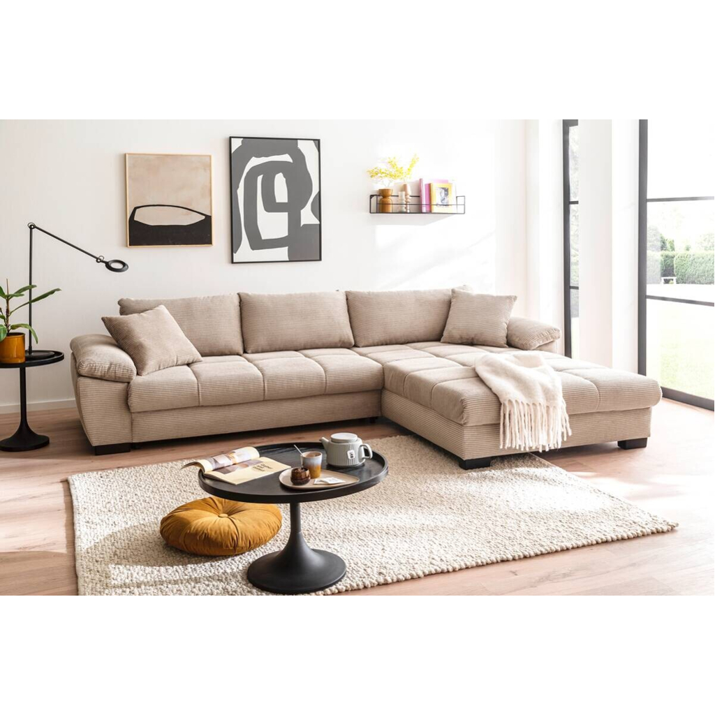 POCO Ecksofa mit Bettfunktion und Bettkasten taupe Microfaser B/H/T: ca. 323x88x211 cm