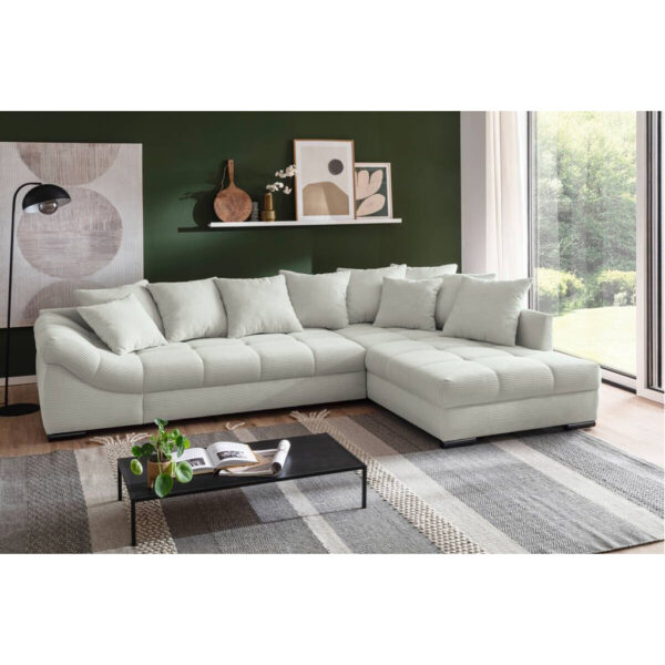 POCO Ecksofa mit Bettfunktion ivory Microfaser B/H/T: ca. 303x88x202 cm