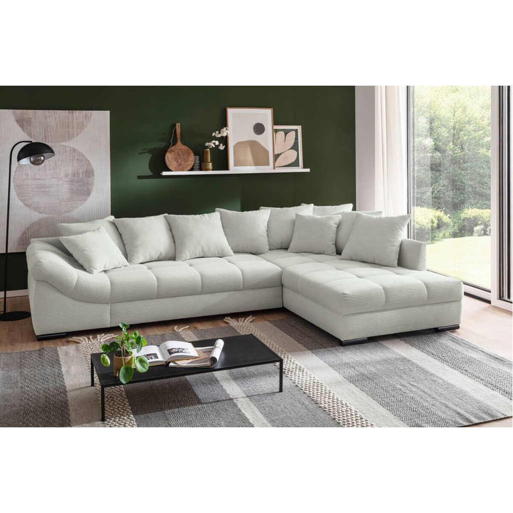 POCO Ecksofa mit Bettfunktion ivory Microfaser B/H/T: ca. 303x88x202 cm