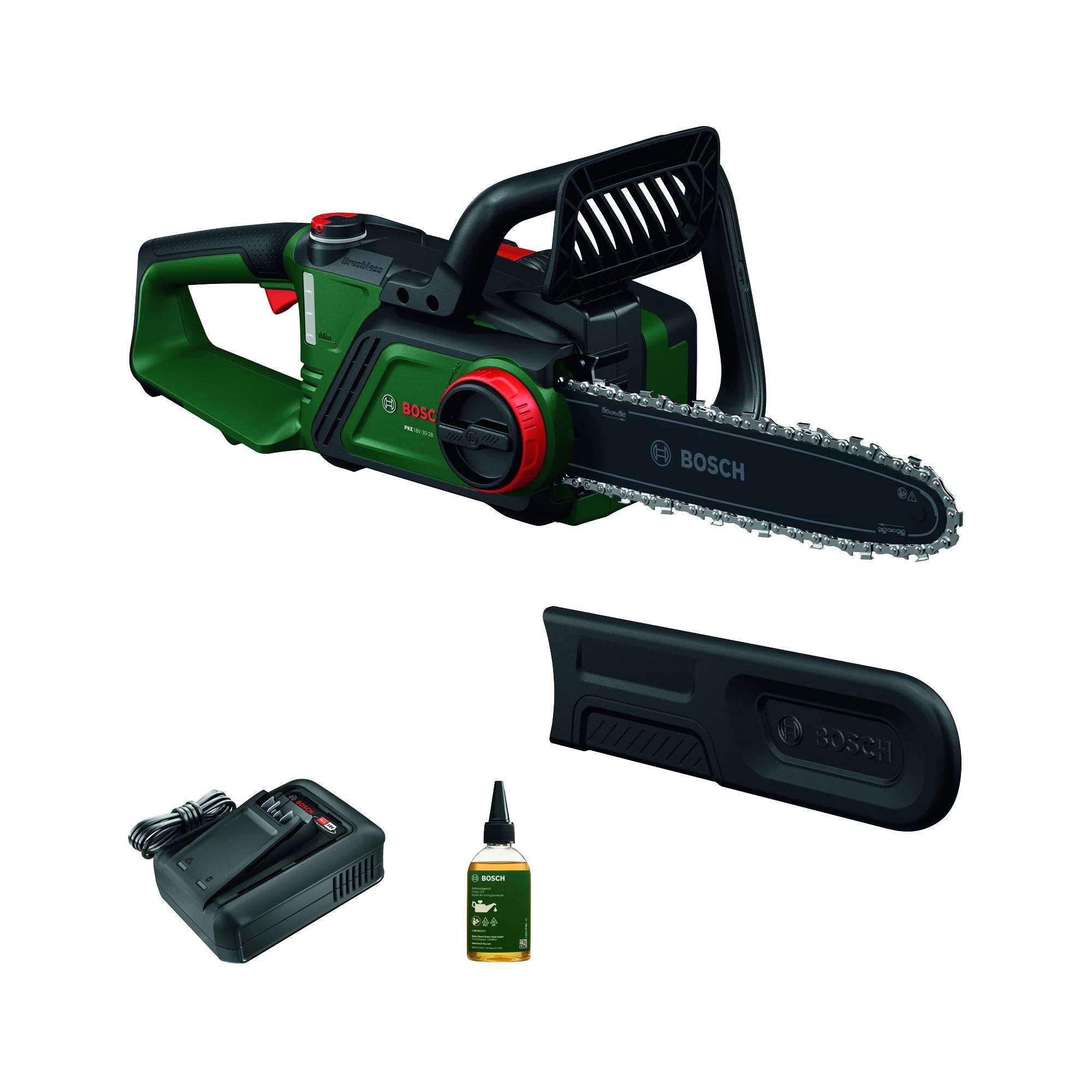 Bosch PKE18V – 30 – 28 Akku – Kettensäge Akku – Kettensäge inkl. 1x Akku und Ladegerät