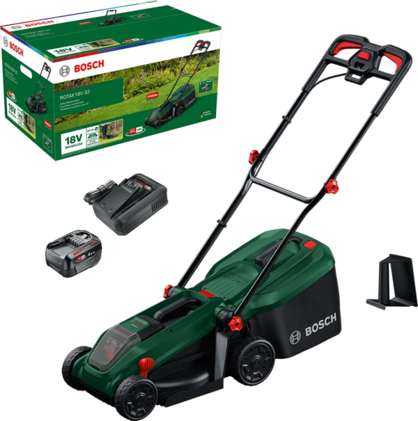 Bosch Rotak 18V – 32 Akku – Rasenmäher inkl. Zubehör Akku – Rasenmäher inkl. 1 Akku und Ladegerät