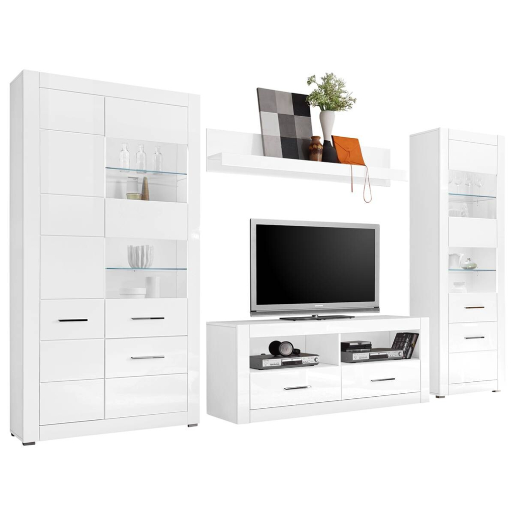 Wohnwand Bianco
weiß weiß Hochglanz B/H/T: ca. 315x196x45 cm