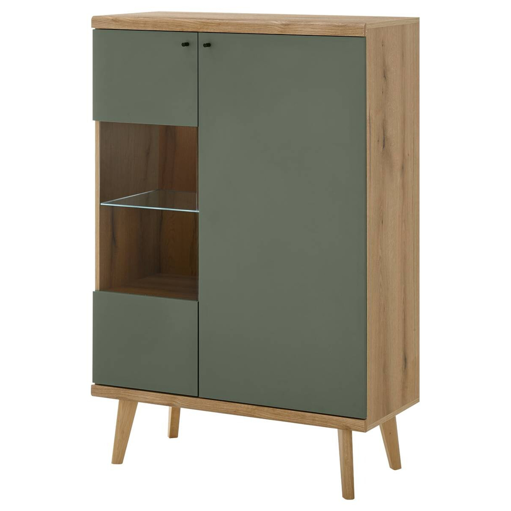 POCO Vitrine Alva Eiche Evoke Coast Nachbildung salbei B/H/T: ca. 90x134x40 cm