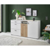 POCO Sideboard Hudson weiß matt Eiche Evoke Coast Nachbildung B/H/T: ca. 150x22x21 cm