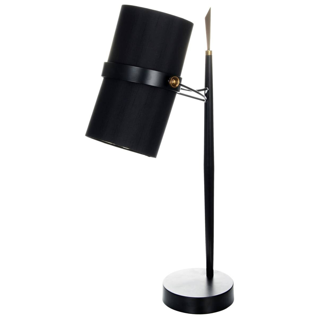 Kayoom Tischleuchte Novum 110
schwarz silber Metall Stoff B/H/T: ca. 25x69x29 cm E27 1 Brennstellen