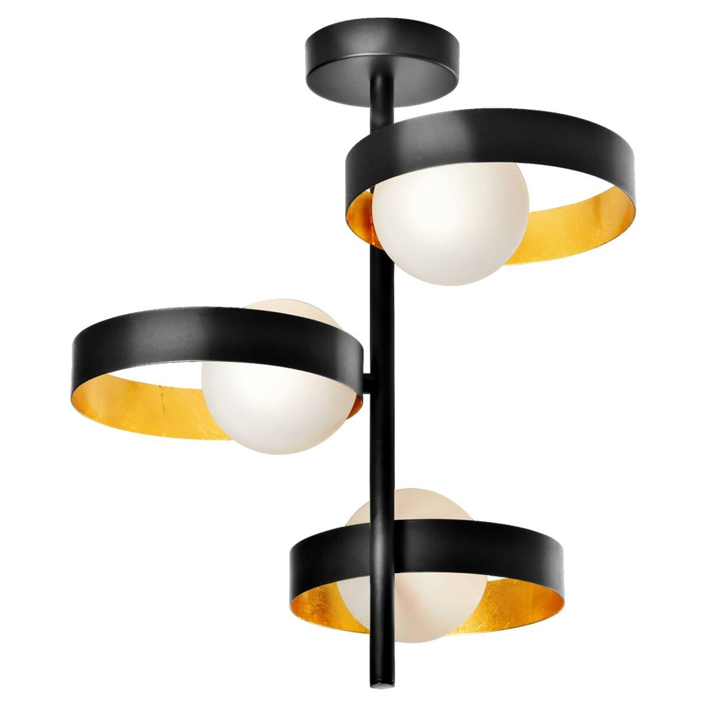 LEDVANCE Deckenleuchte Memphis schwarz gold weiß Metall Glas H/D: ca. 42,5x31,5 cm G9 3 Brennstellen