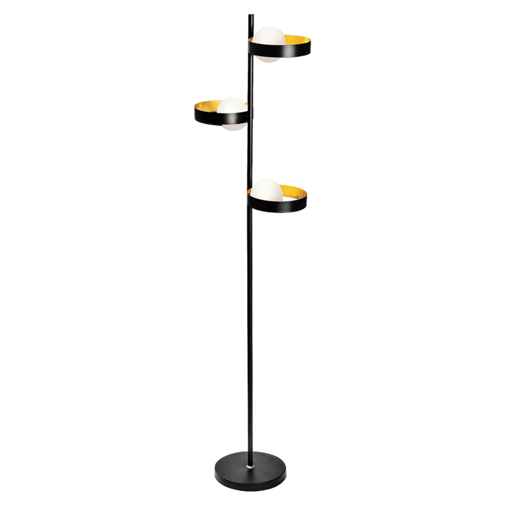 LEDVANCE Stehlampe Memphis
schwarz gold weiß Metall Glas H/D: ca. 148×38,8 cm G9 3 Brennstellen