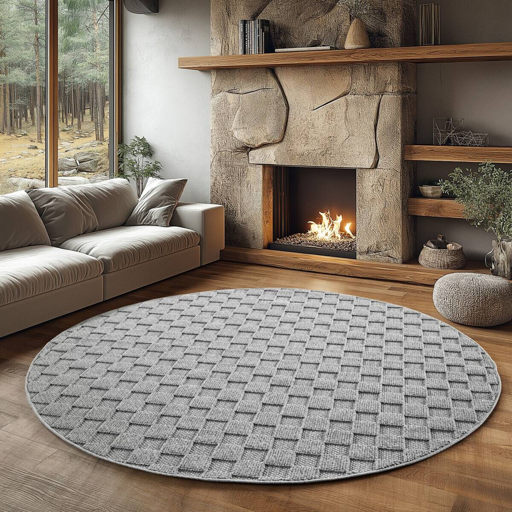 Ayyildiz Kurzflorteppich HELIX
silber B/H/L: ca. 160×0,7×160 cm