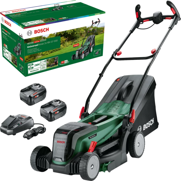 Bosch UniversalRotak 2x18V – 37 – 550 Akku – Rasenmäher inkl. 2 Akkus