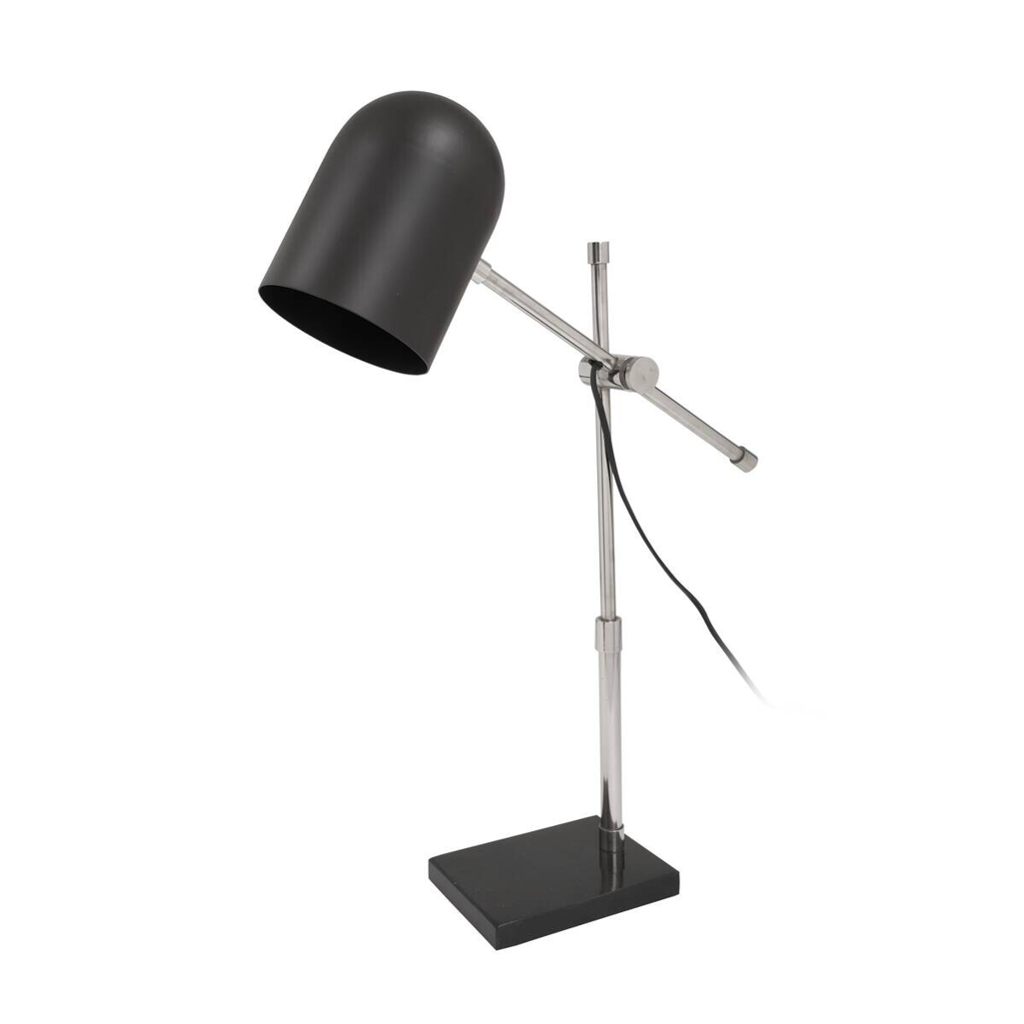 Kayoom Tischleuchte
schwarz silber Messing Stahl Eisen B/H/L: ca. 12x54x46 cm E27 1 Brennstellen