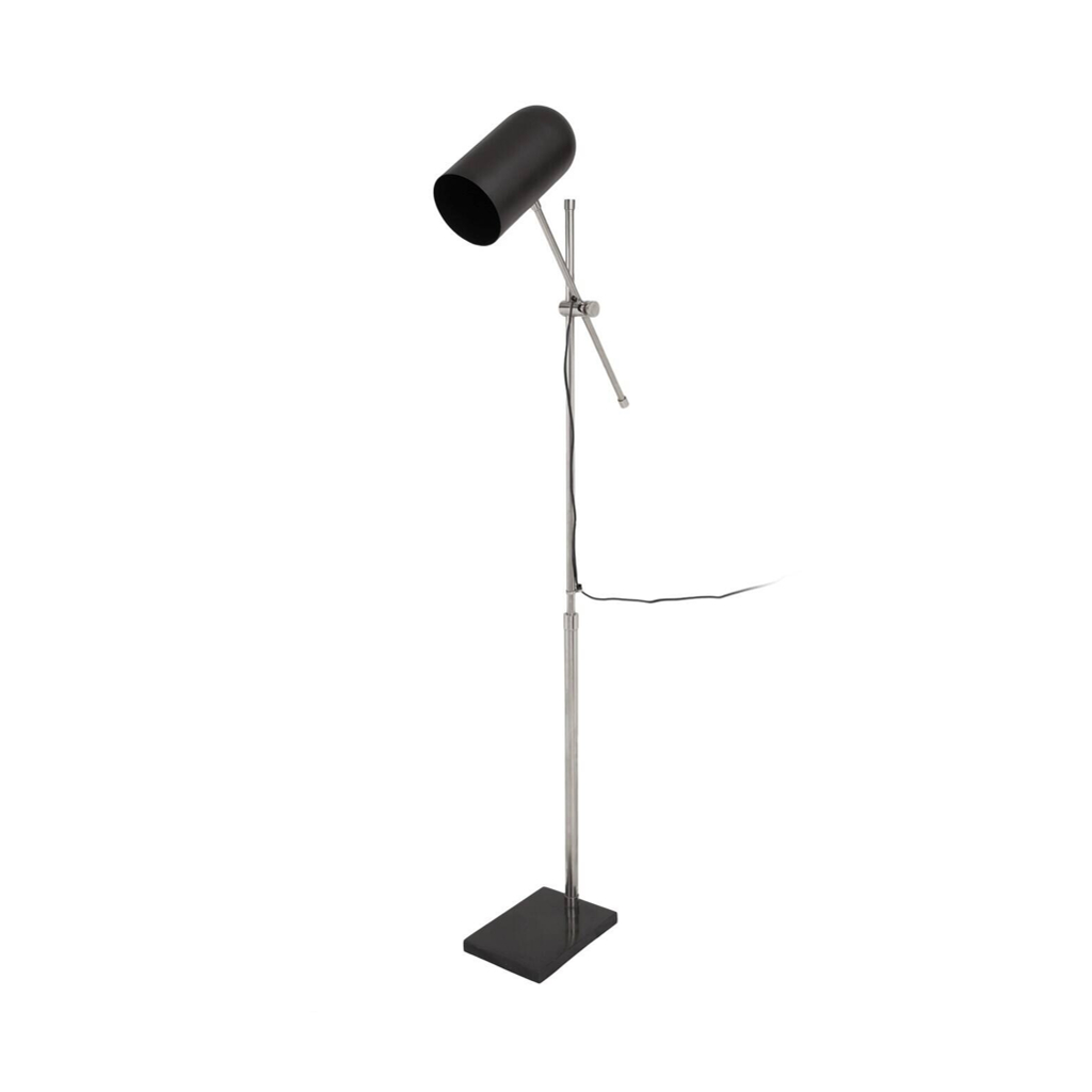 Kayoom Stehlampe
schwarz silber Stahl Marmor Eisen B/H/L: ca. 18x138x58 cm E27 1 Brennstellen