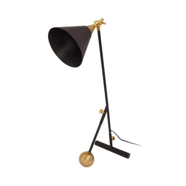 Kayoom Tischleuchte
schwarz gold Eisen Messing Aluminium B/H/L: ca. 16x76x50 cm E27 1 Brennstellen