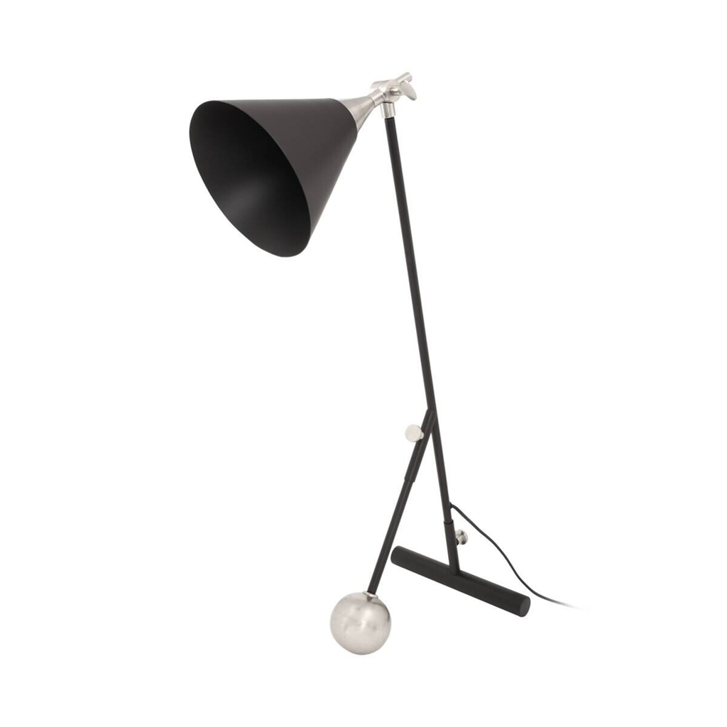 Kayoom Tischleuchte
silber schwarz Messing Eisen Aluminium B/H/L: ca. 16x76x50 cm E27 1 Brennstellen