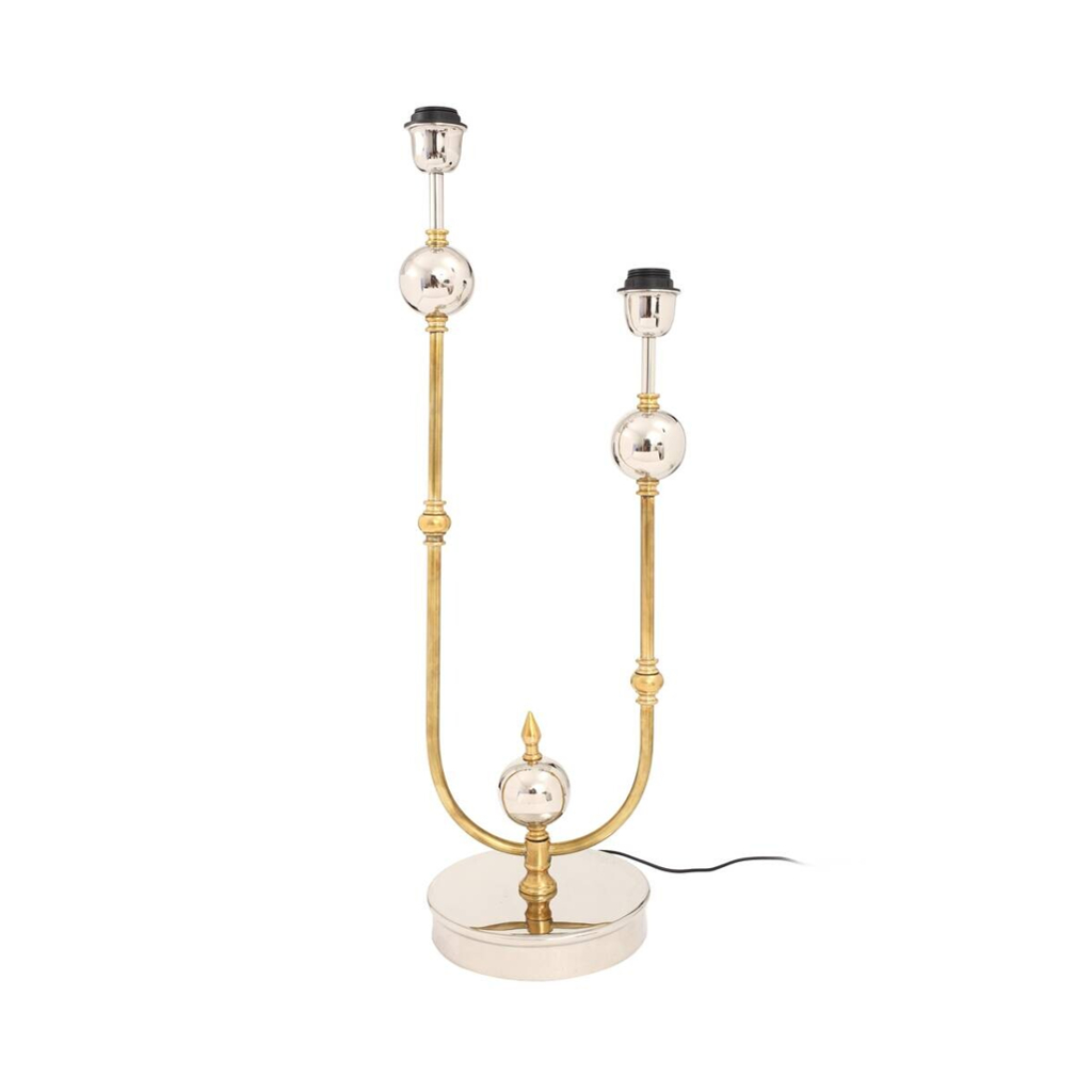 Kayoom Tischleuchte
gold silber Eisen Messing Stahl B/H/L: ca. 25x77x21 cm E27 2 Brennstellen