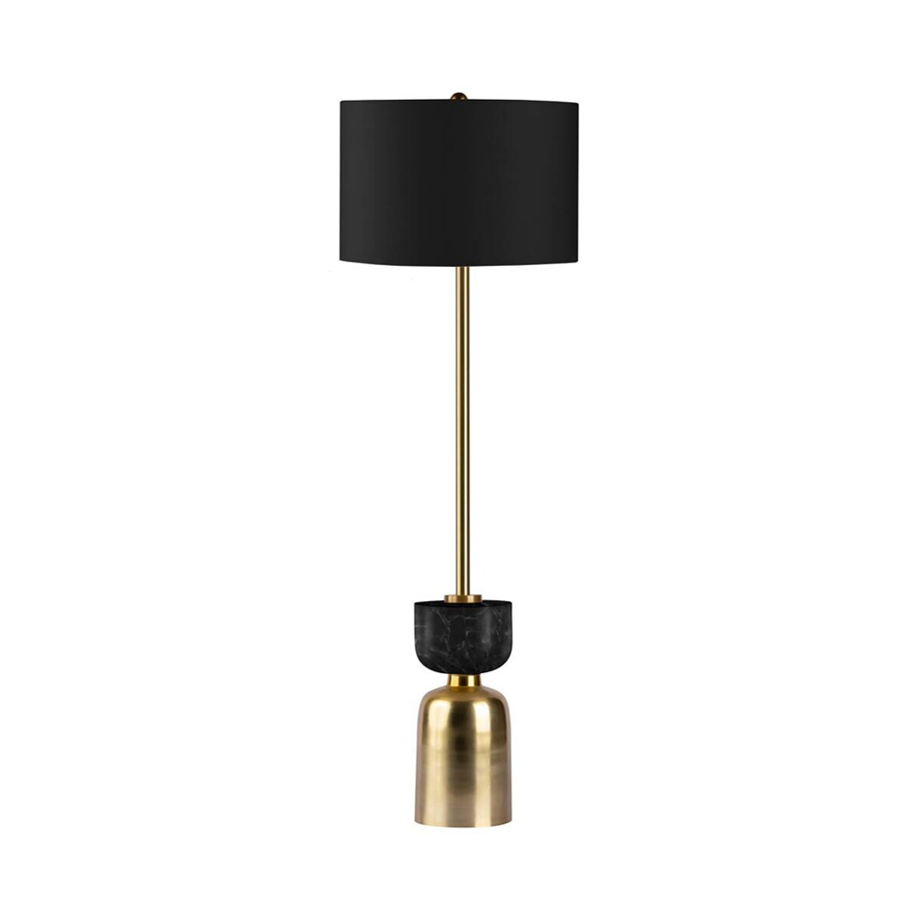 Kayoom Stehlampe
gold schwarz Marmor Baumwolle Eisen B/H/L: ca. 30,5x127x30,5 cm E27 1 Brennstellen