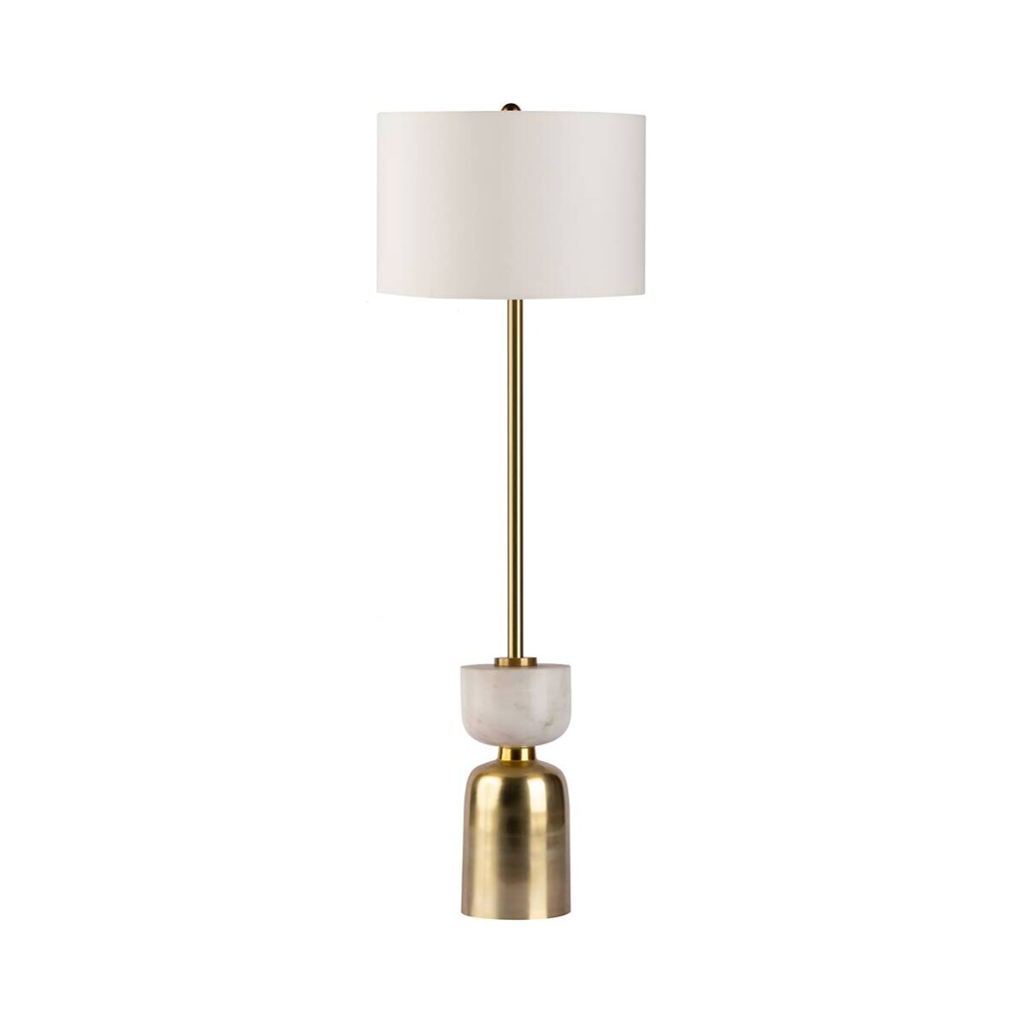 Kayoom Stehlampe
weiß gold Baumwolle Eisen Marmor B/H/L: ca. 30,5x127x30,5 cm E27 1 Brennstellen