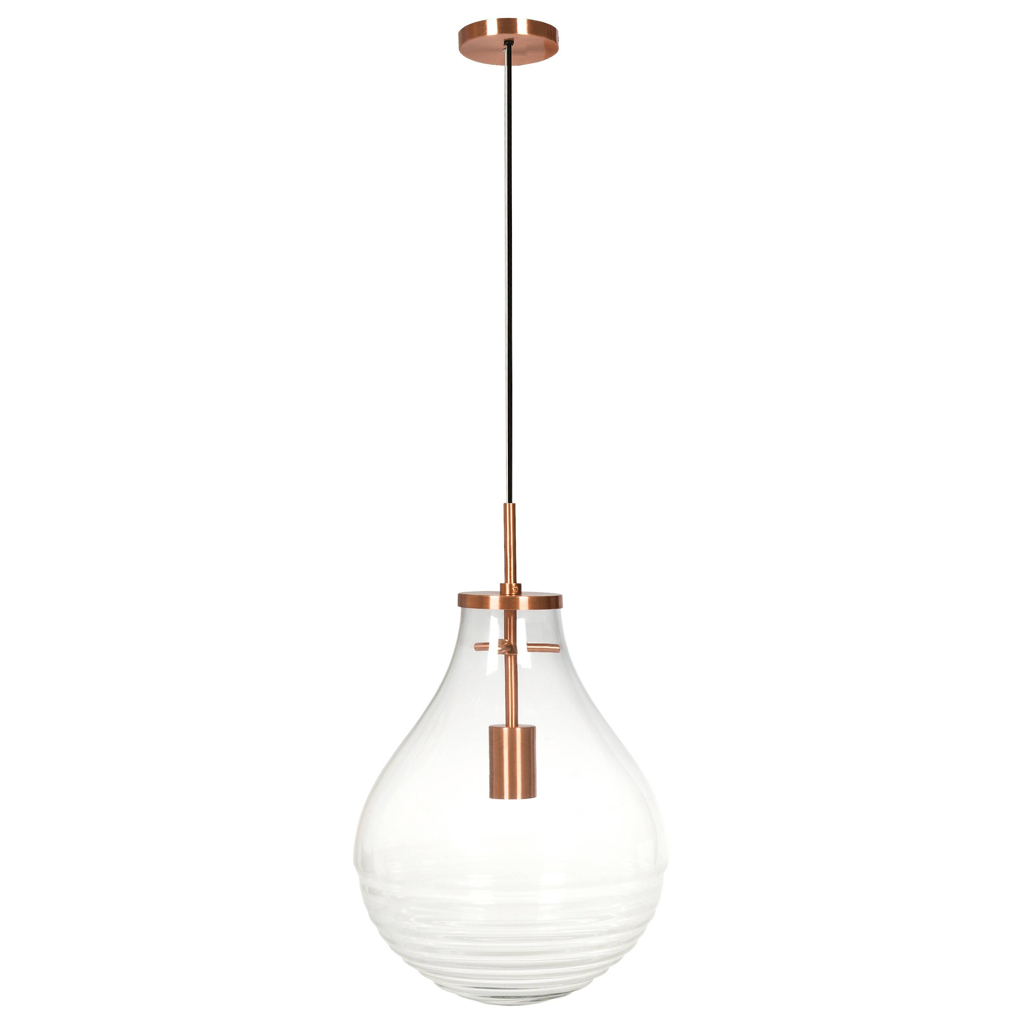 Kayoom Pendelleuchte Tamo Large
transparent Kupfer Glas Eisen B/H/L: ca. 37,7x50x37,7 cm E27 1 Brennstellen