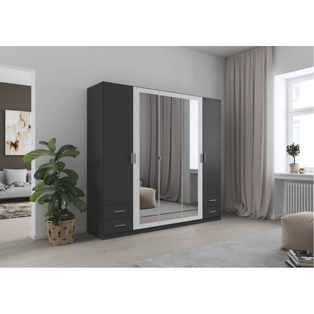 POCO Kleiderschrank München grau Alpinweiß B/H/T: ca. 226x210x54 cm