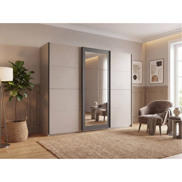 POCO Schwebetürenschrank Rinteln Sahara grau B/H/T: ca. 270x208x65 cm