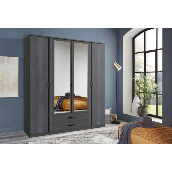 POCO Kleiderschrank Duo2 Digi-Steel Optik Graphit B/H/T: ca. 179x199x58 cm