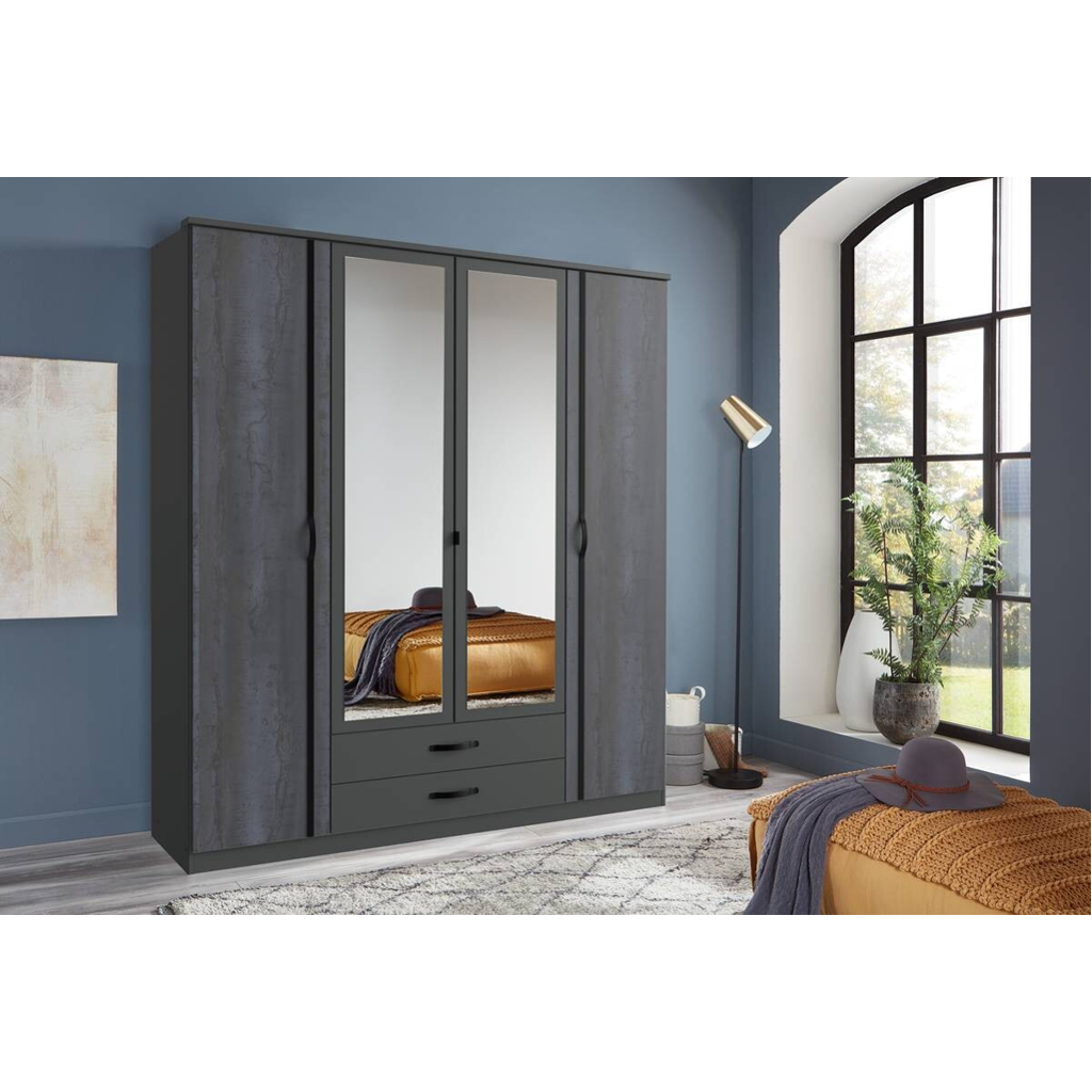 POCO Kleiderschrank Duo2 Digi-Steel Optik Graphit B/H/T: ca. 179x199x58 cm
