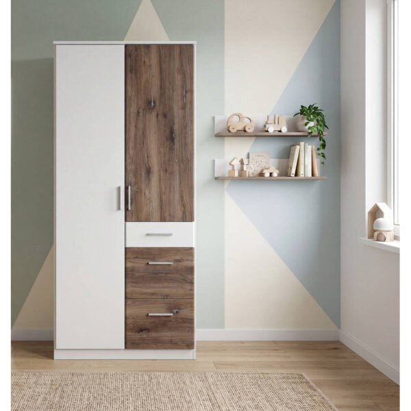 POCO Kleiderschrank Joker weiß Eiche Flagstaff Nachbildung B/H/T: ca. 90x199x58 cm
