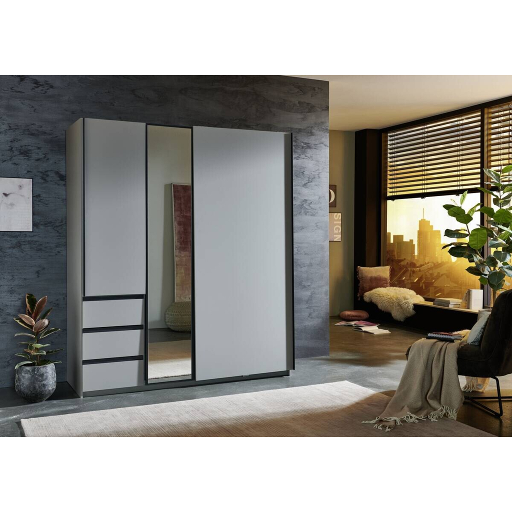 POCO Schwebetürenschrank Stade Sahara grau B/H/T: ca. 168x198x63 cm