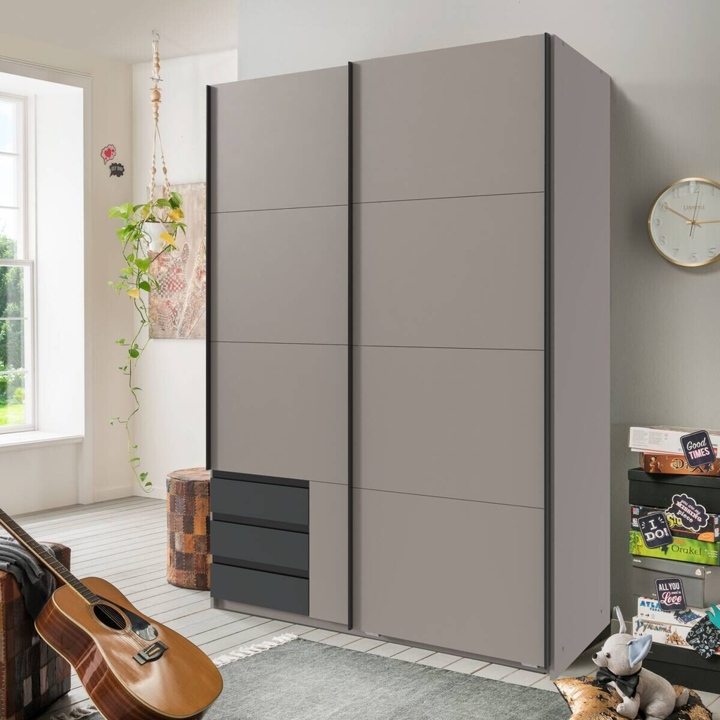 POCO Schwebetürenschrank Bahamas Sahara grau B/H/T: ca. 135x198x65 cm