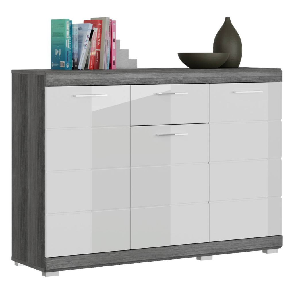 xonox.home Kommode SCOUT Rauchsilber Nachbildung weiß Hochglanz B/H/T: ca. 120x85x37 cm | 510761600