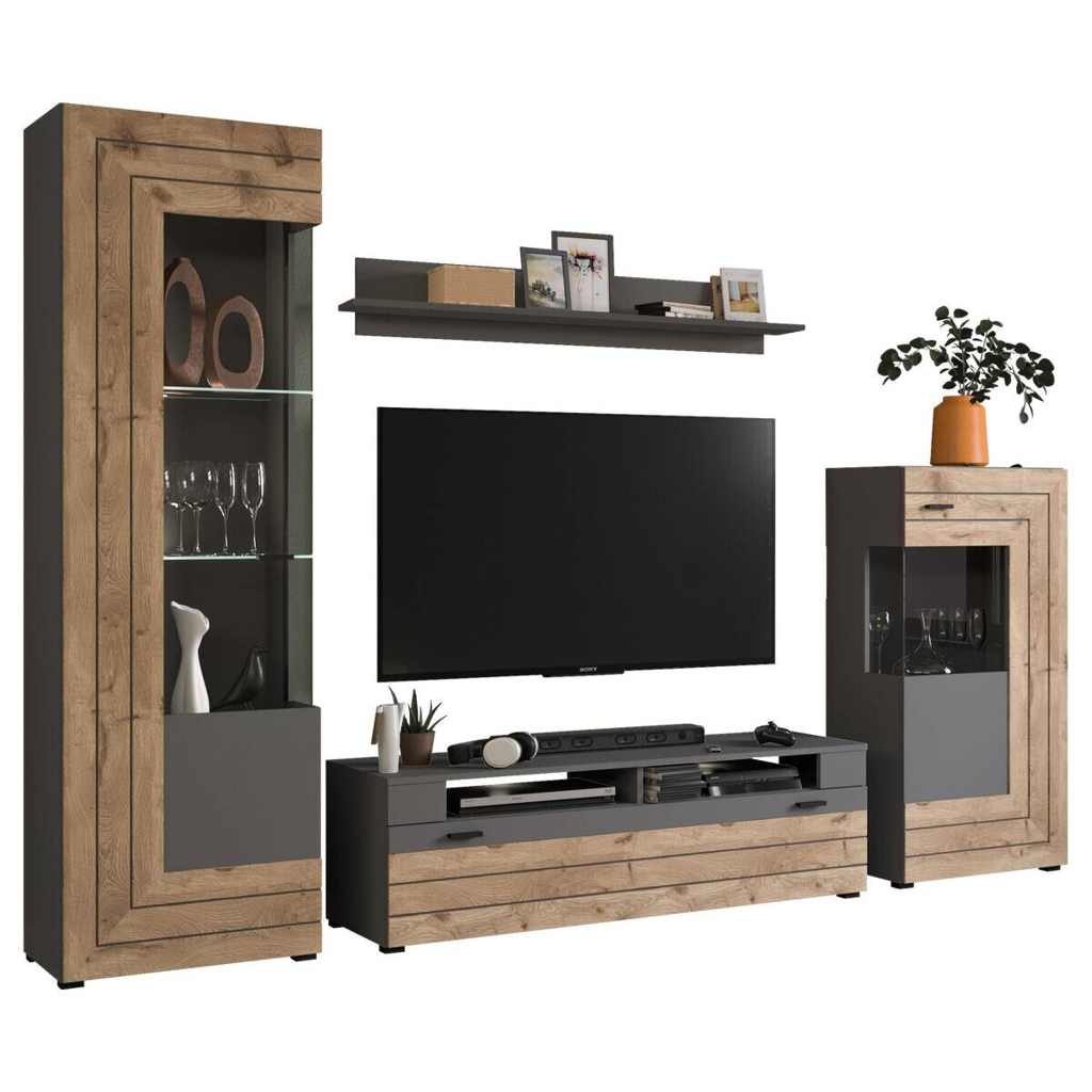Wohnwand Freno
grau matt Eiche Nox Oak Nachbildung B/H/T: ca. 290x194x40 cm