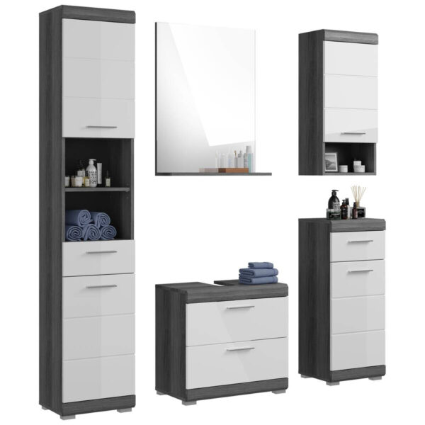 4066432003060 Badezimmer-Set Scout
Rauchsilber Nachbildung weiß Hochglanz B/H/T: ca. 164x191x34 cm