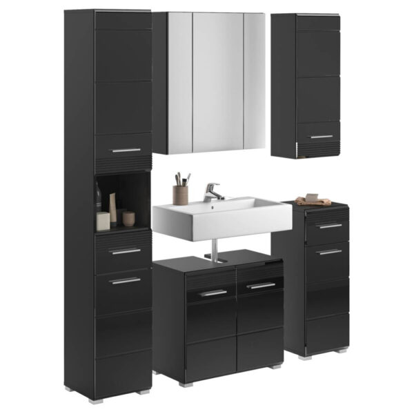 Badezimmer-Set LINUS
schwarz schwarz Hochglanz B/H/T: ca. 150x182x34 cm