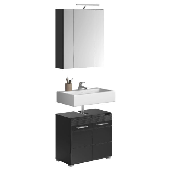 4066432003558 Badezimmer-Set LINUS
schwarz schwarz Hochglanz B/H/T: ca. 60x182x34 cm