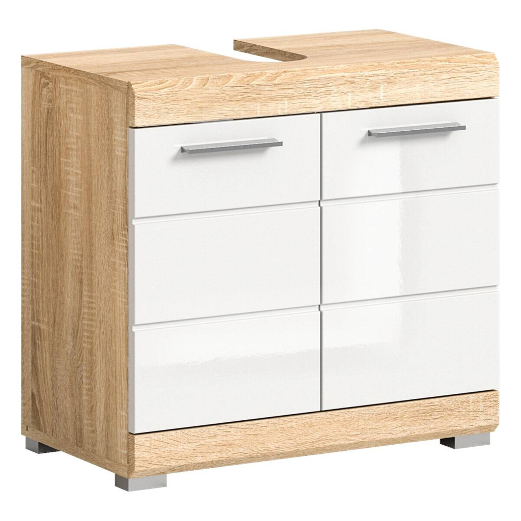 Waschbeckenunterschrank LAMBADA
Eiche Sonoma hell Nachbildung weiß Hochglanz B/H/T: ca. 60x56x34 cm