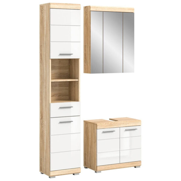 4066432013403 Badezimmer-Set LAMBADA
Eiche Sonoma hell Nachbildung weiß Hochglanz B/H/T: ca. 112x191x34 cm