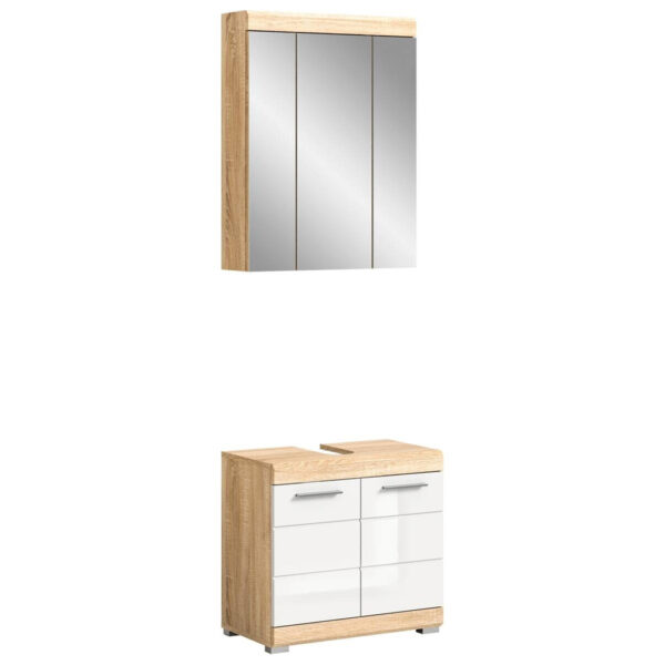 4066432013427 Badezimmer-Set LAMBADA
Eiche Sonoma Nachbildung weiß Hochglanz B/H/T: ca. 60x191x34 cm